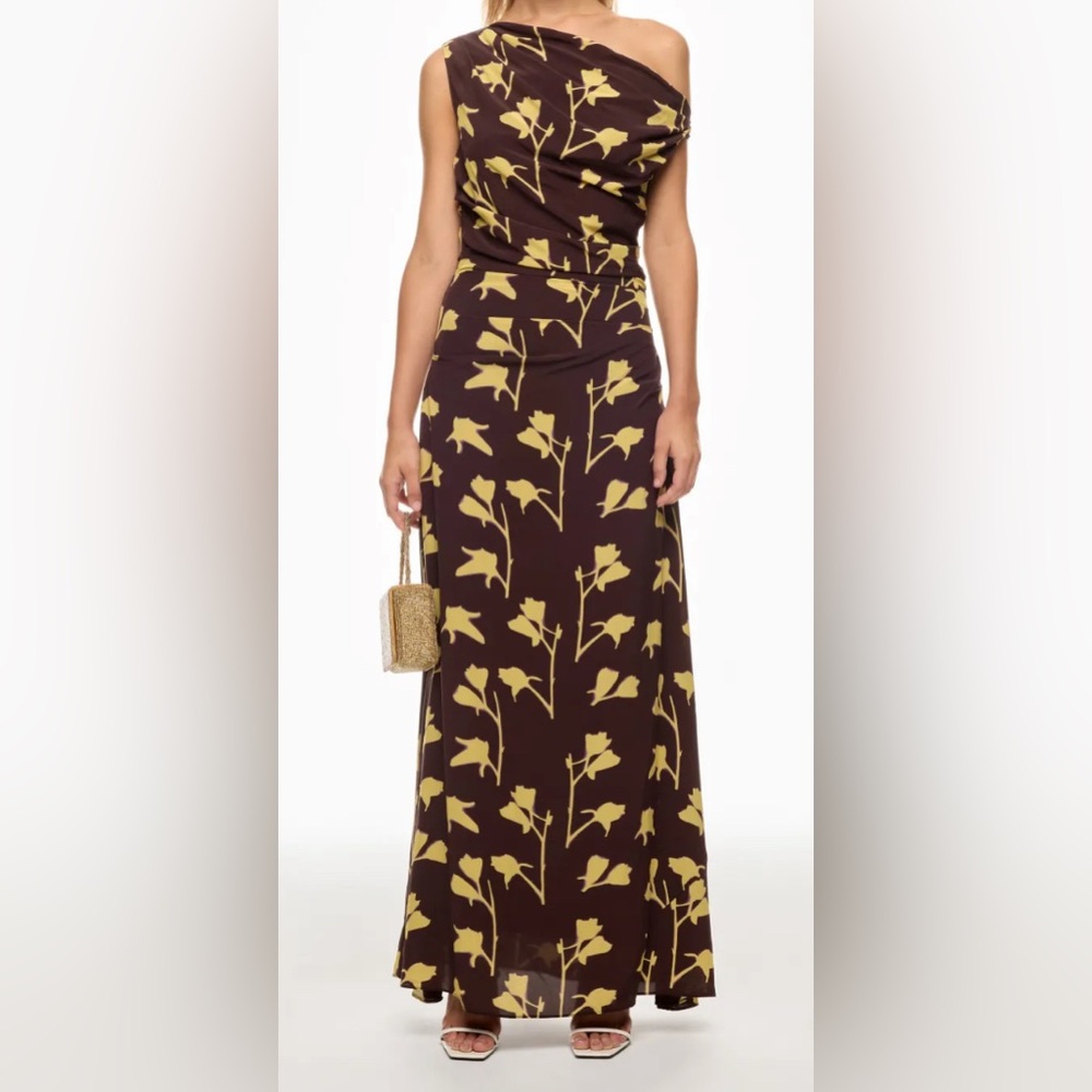 STAUD Dress - Brown and Yellow Floral